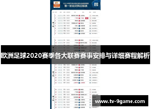 欧洲足球2020赛季各大联赛赛事安排与详细赛程解析